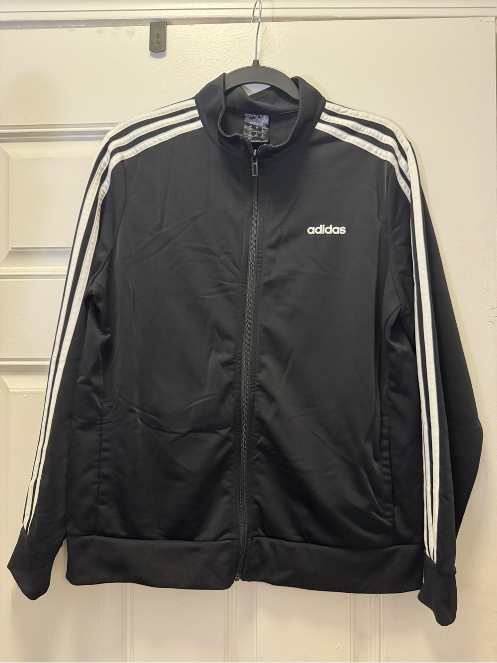 adidas Black Track Jacket with White 3-Stripe Detail